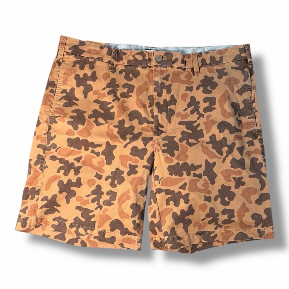 Orvis Men's Angler Chino Shorts Brown Camouflage Chino Size 40W NWT Stretch 9"